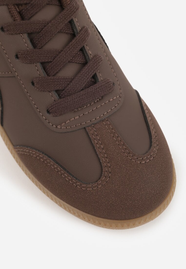 Brązowe Sneakersy VICES w Stylu Kultowych Tenisówek z Łączonych Materiałów Azivina
