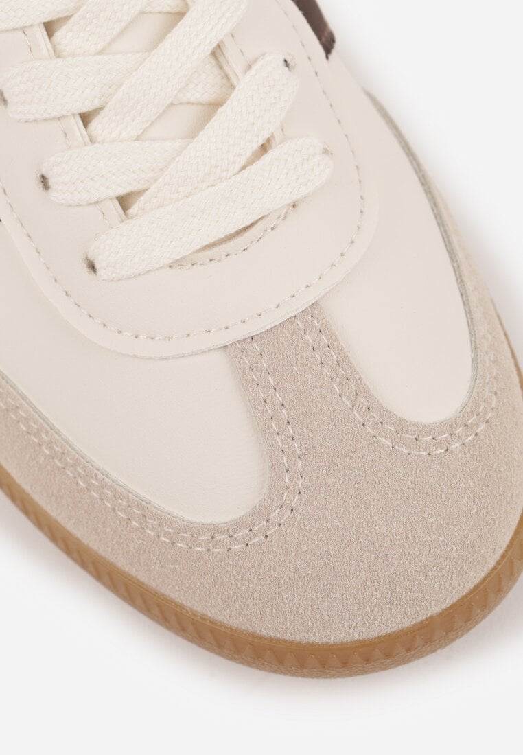 Beżowo-Brązowe Sneakersy VICES o Fasonie Klasycznych Tenisówek Azimina