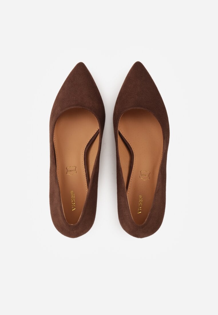 Brązowe Casualowe Szpilki Vices z Wkładką ze Skóry Naturalnej Cleinae