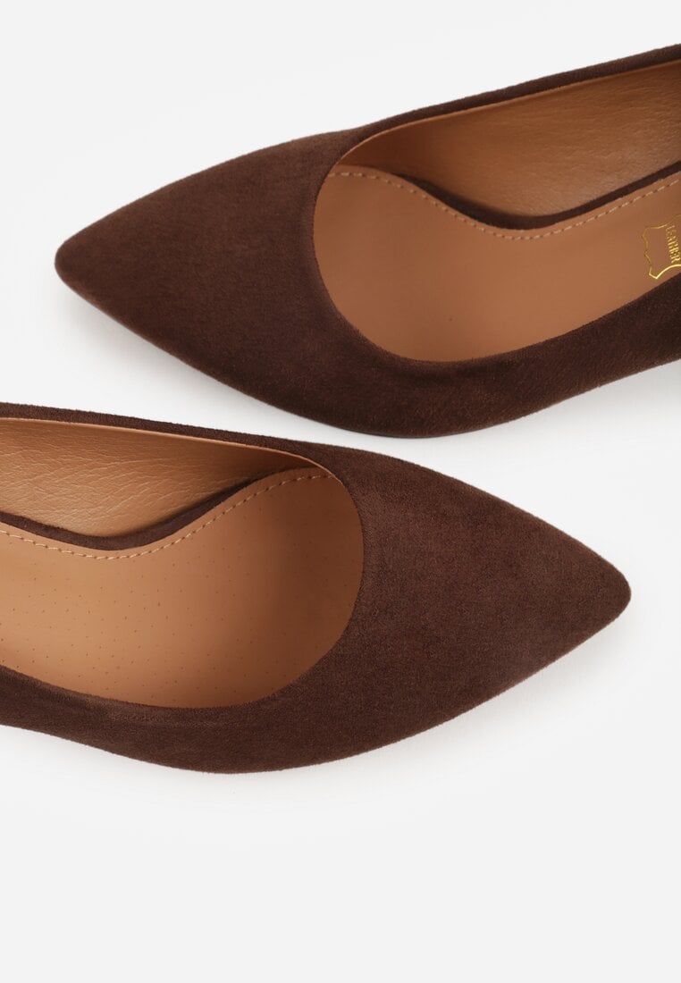 Brązowe Casualowe Szpilki Vices z Wkładką ze Skóry Naturalnej Cleinae