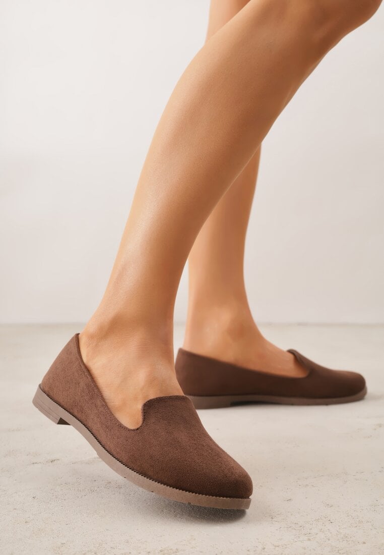 Brązowe Balerinki Typu Mokasyny Ravinda