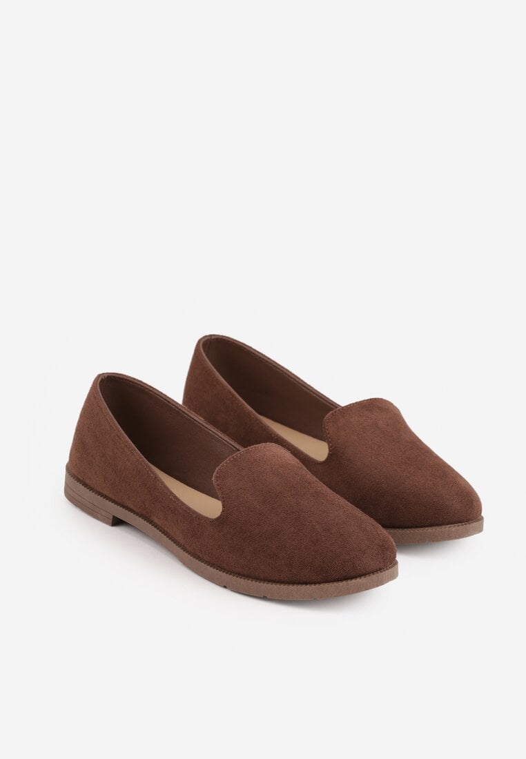 Brązowe Balerinki Typu Mokasyny Ravinda