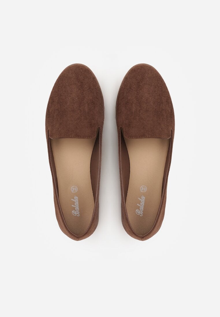 Brązowe Balerinki Typu Mokasyny Ravinda