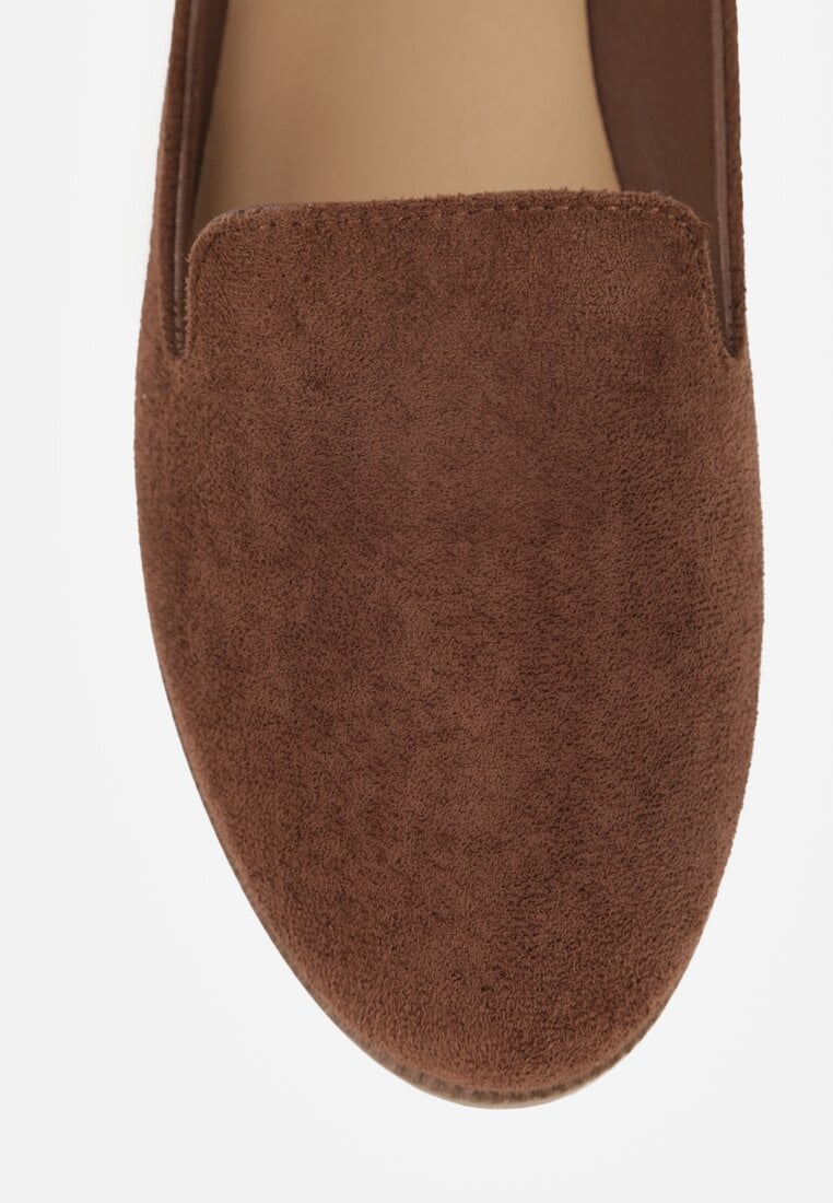 Brązowe Balerinki Typu Mokasyny Ravinda