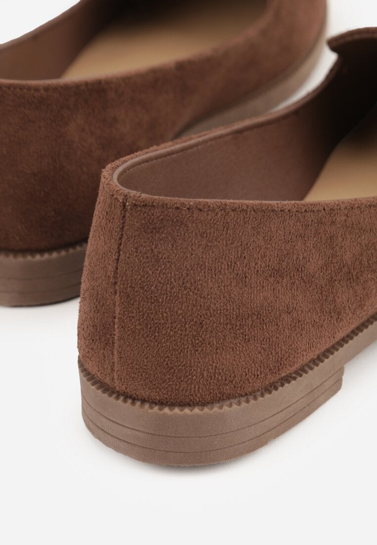 Brązowe Balerinki Typu Mokasyny Ravinda