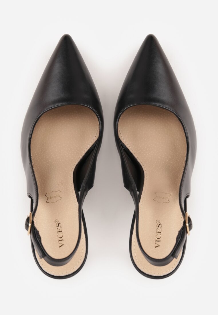Czarne Szpilki VICES Slingback z Wkładką ze Skóry Naturalnej  Zoretta