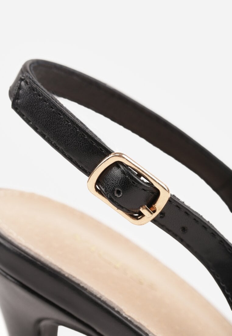 Czarne Szpilki VICES Slingback z Wkładką ze Skóry Naturalnej  Zoretta