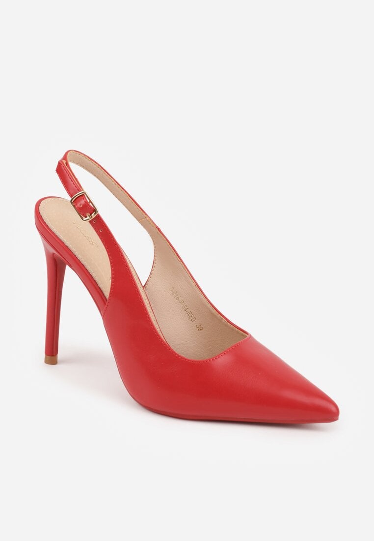 Czerwone Szpilki VICES Slingback z Wkładką ze Skóry Naturalnej  Zoretta