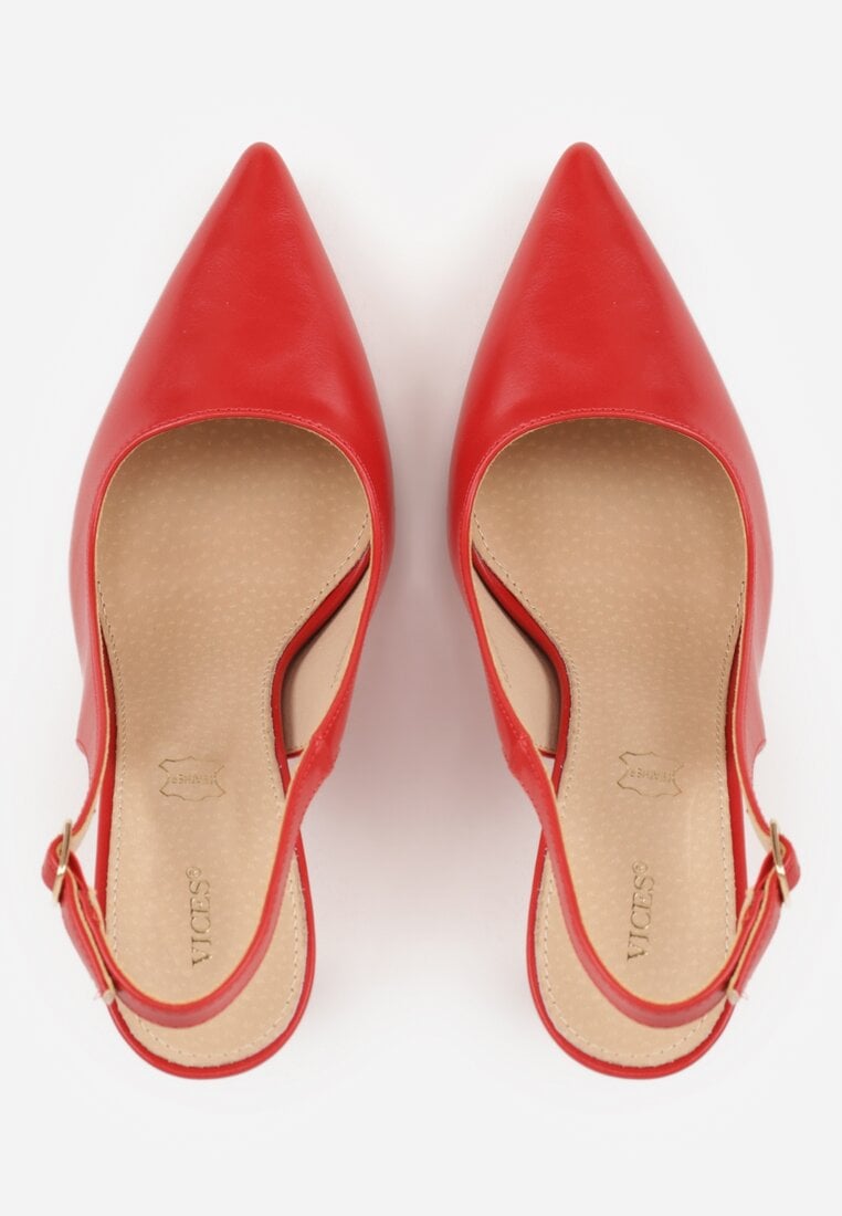 Czerwone Szpilki VICES Slingback z Wkładką ze Skóry Naturalnej  Zoretta