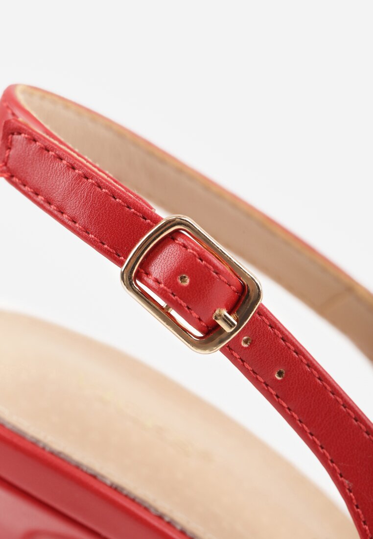 Czerwone Szpilki VICES Slingback z Wkładką ze Skóry Naturalnej  Zoretta