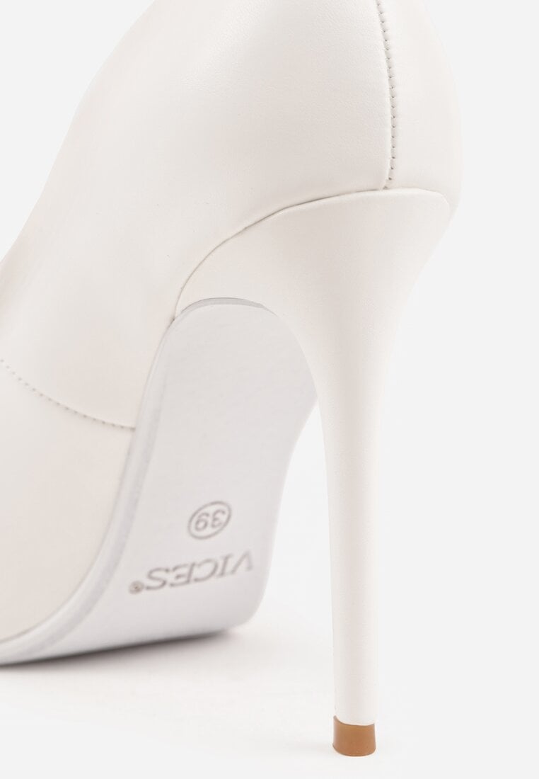Białe Gładkie Szpilki VICES w Klasycznym Stylu Temilis
