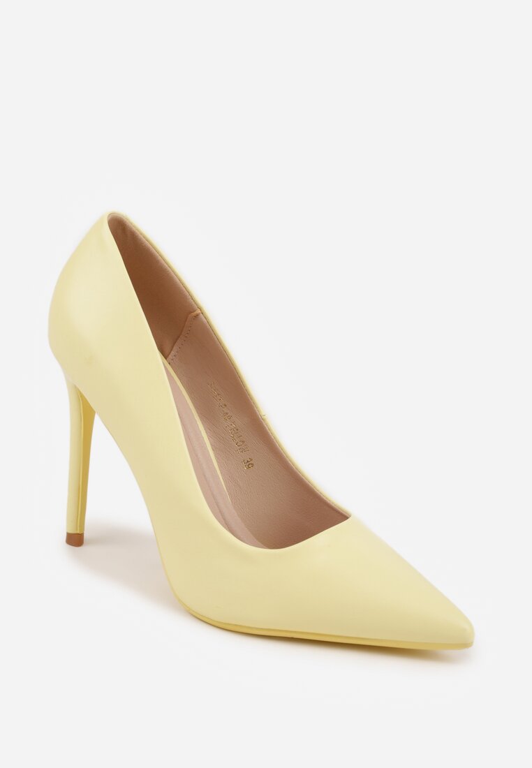 Żółte Gładkie Szpilki VICES w Klasycznym Stylu Temilis