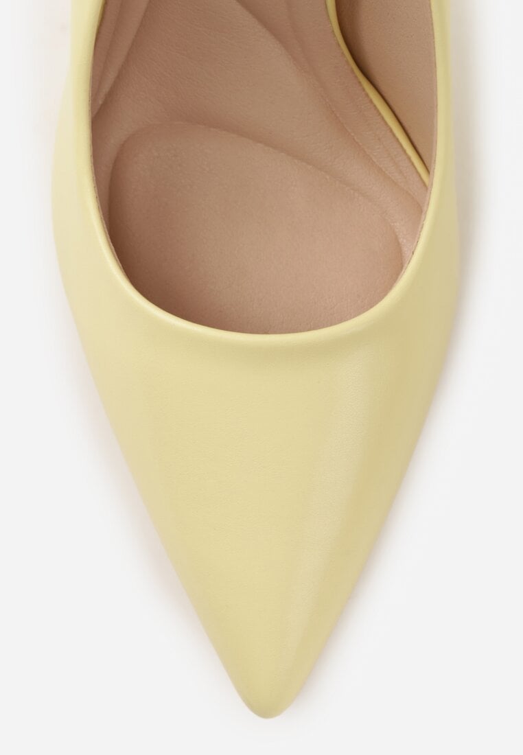 Żółte Gładkie Szpilki VICES w Klasycznym Stylu Temilis