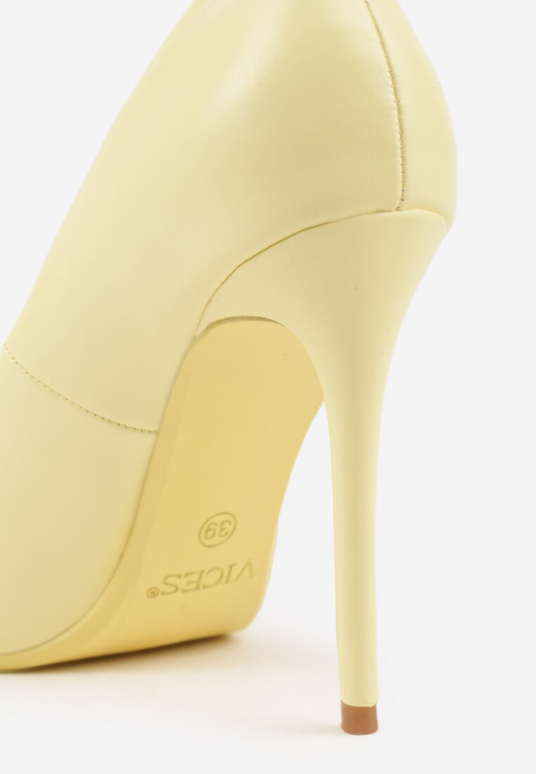 Żółte Gładkie Szpilki VICES w Klasycznym Stylu Temilis