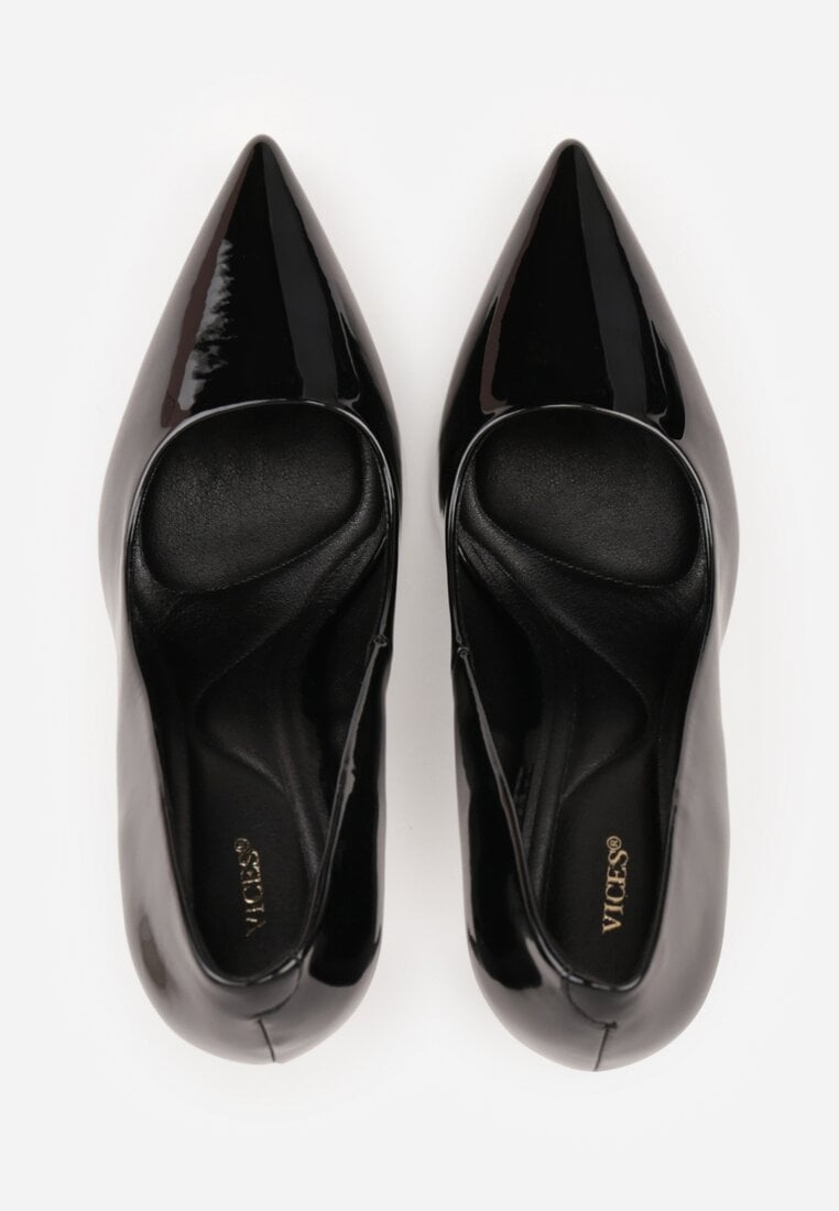 Czarne Lakierowane Szpilki VICES o Klasycznym Fasonie Corsinia