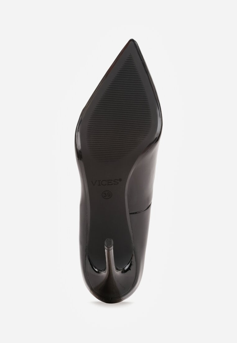 Czarne Lakierowane Szpilki VICES o Klasycznym Fasonie Corsinia