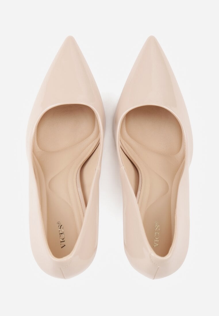 Beżowe Lakierowane Szpilki VICES o Klasycznym Fasonie Corsinia