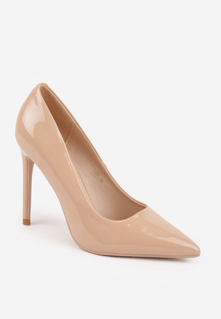 Ciemnobeżowe Lakierowane Szpilki VICES o Klasycznym Fasonie Corsinia