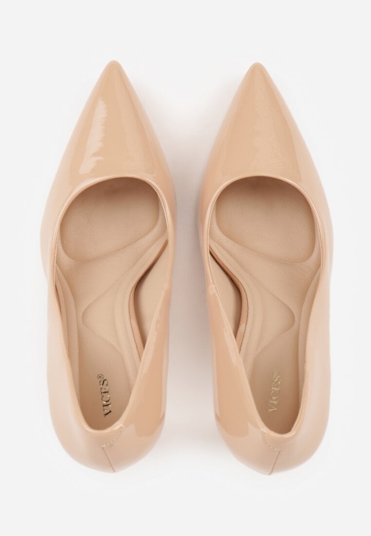 Ciemnobeżowe Lakierowane Szpilki VICES o Klasycznym Fasonie Corsinia