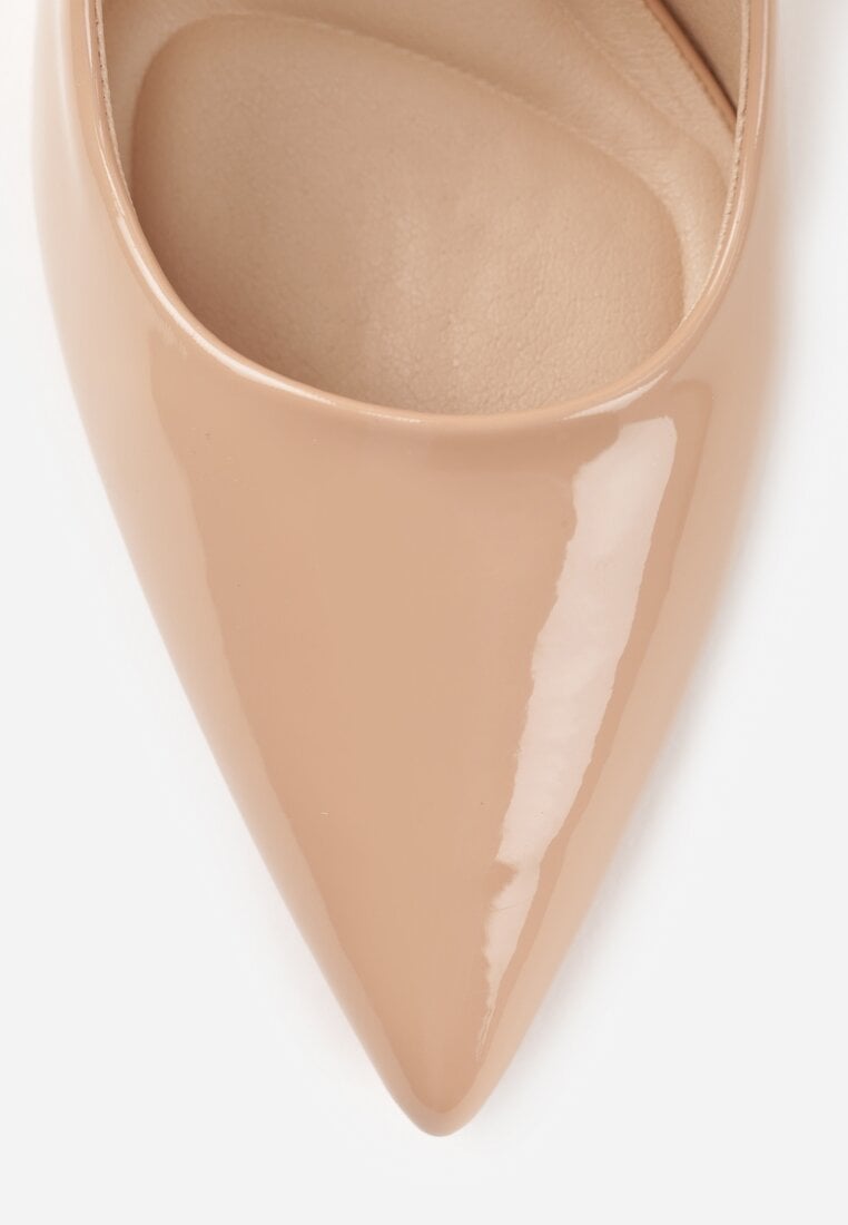 Ciemnobeżowe Lakierowane Szpilki VICES o Klasycznym Fasonie Corsinia