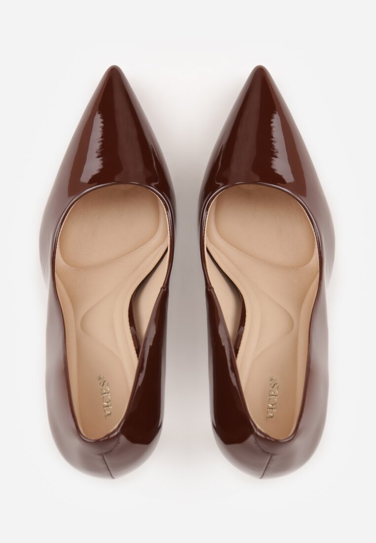 Brązowe Lakierowane Szpilki VICES o Klasycznym Fasonie Corsinia