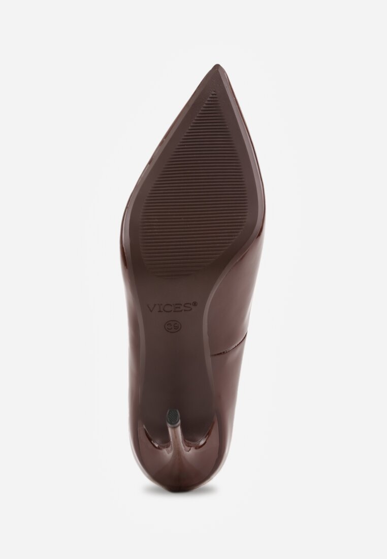 Brązowe Lakierowane Szpilki VICES o Klasycznym Fasonie Corsinia