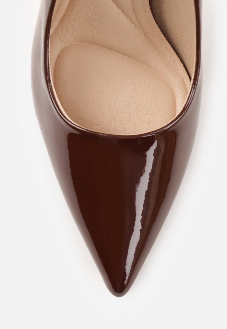 Brązowe Lakierowane Szpilki VICES o Klasycznym Fasonie Corsinia