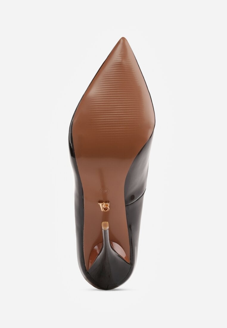 Czarne Lakierowane Szpilki VICES na Ozdobnym Obcasie Zafriah