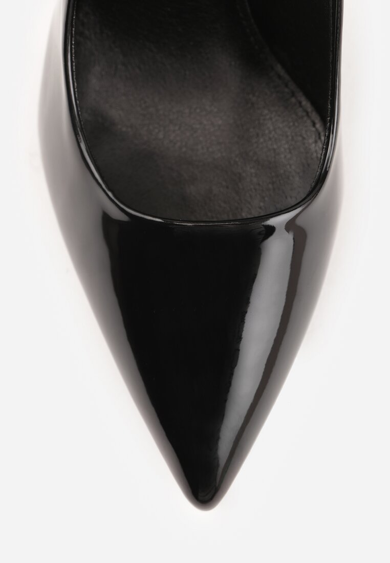 Czarne Lakierowane Szpilki VICES na Ozdobnym Obcasie Zafriah