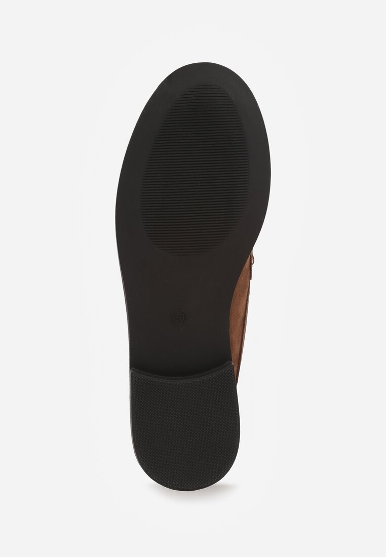 Ciemnobrązowe Mokasyny VICES z Wkładką ze Skóry Naturalnej i Przeszyciami Astanie