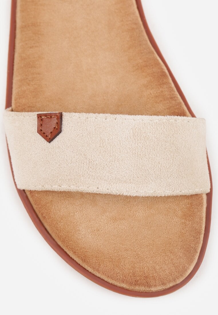 Beżowe Sandały VICES w Stylu Basic z Paskiem z Klamerką Loretha