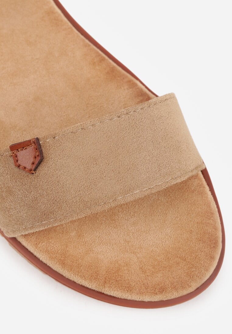 Ciemnobeżowe Sandały VICES w Stylu Basic z Paskiem z Klamerką Loretha