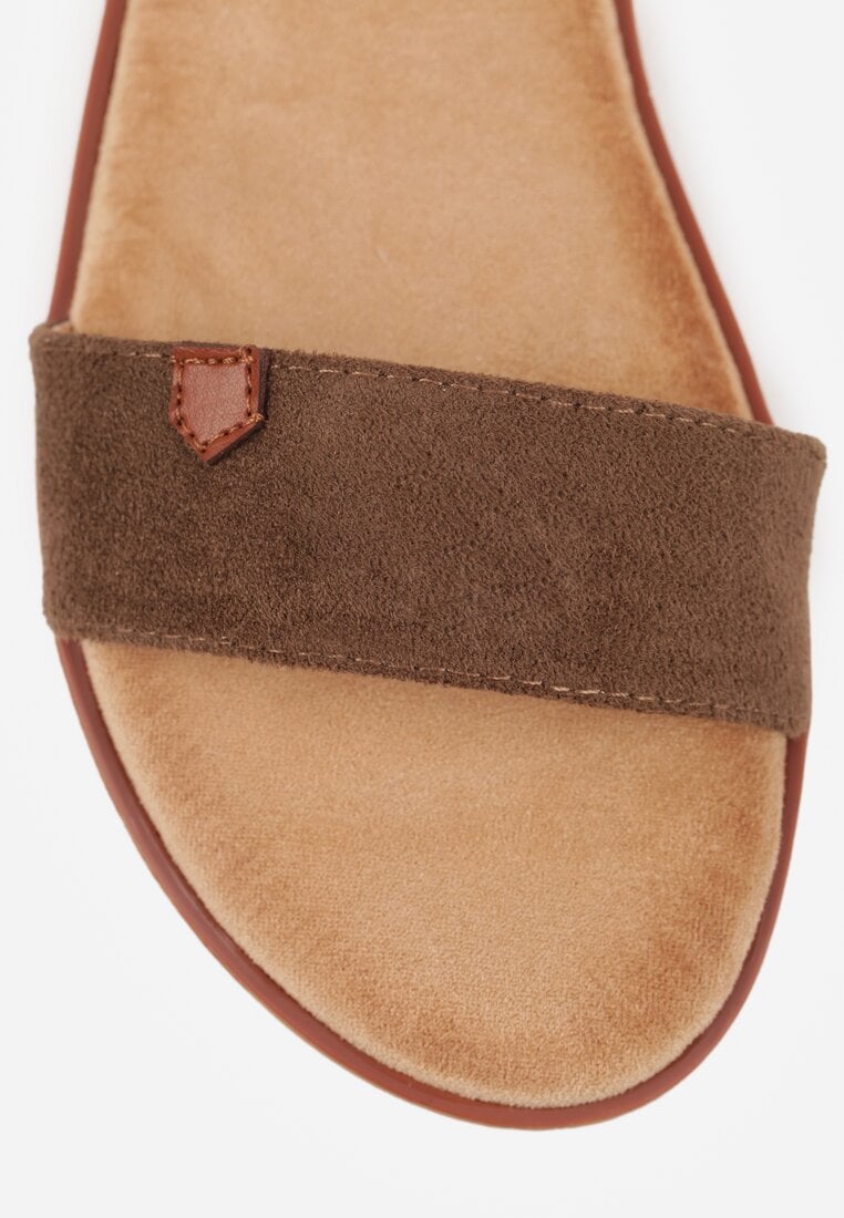 Jasnobrązowe Sandały VICES w Stylu Basic z Paskiem z Klamerką Loretha