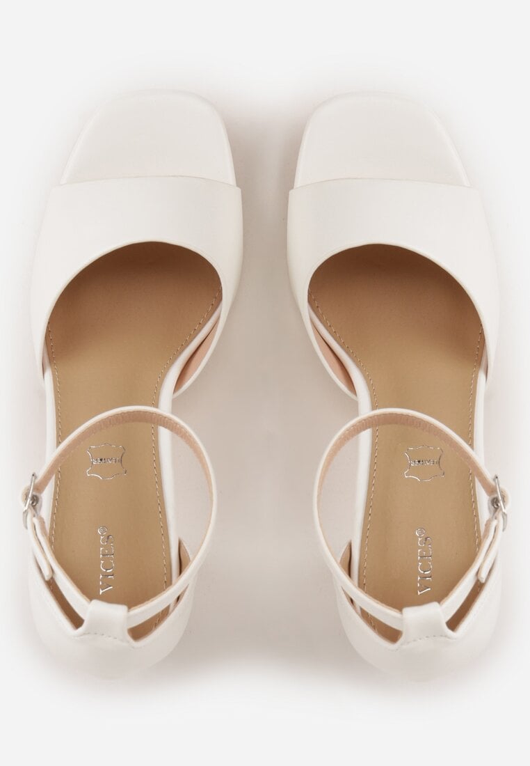 Białe Sandały VICES na Słupku i Grubej Podeszwie z Wkładką ze Skóry Naturalnej Adeia