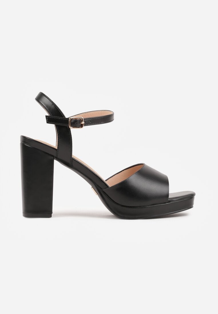 Czarne Sandały VICES na Słupku z Grubą Podeszwą i Skórzaną Wkładką Aziluna