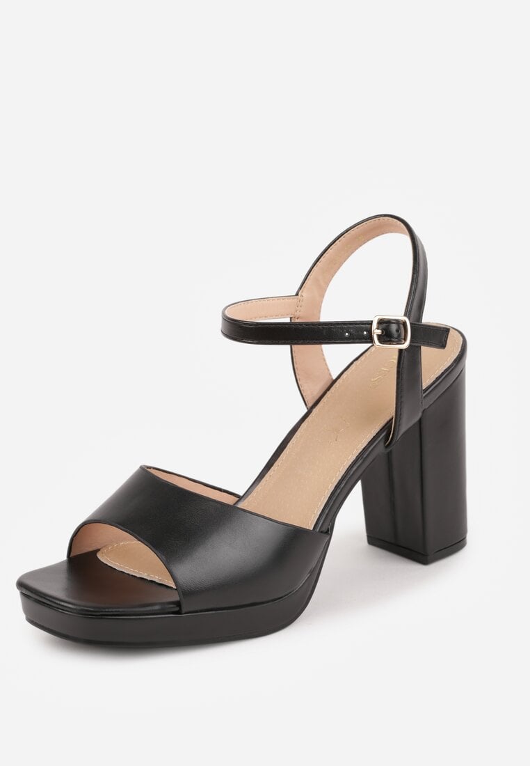 Czarne Sandały VICES na Słupku z Grubą Podeszwą i Skórzaną Wkładką Aziluna