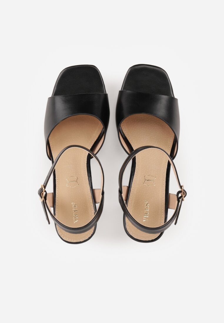Czarne Sandały VICES na Słupku z Grubą Podeszwą i Skórzaną Wkładką Aziluna