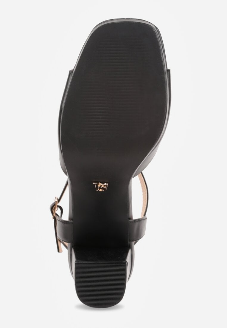 Czarne Sandały VICES na Słupku z Grubą Podeszwą i Skórzaną Wkładką Aziluna