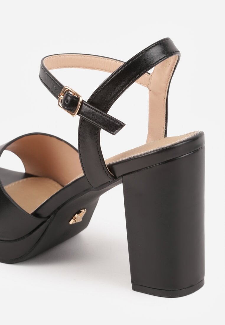 Czarne Sandały VICES na Słupku z Grubą Podeszwą i Skórzaną Wkładką Aziluna