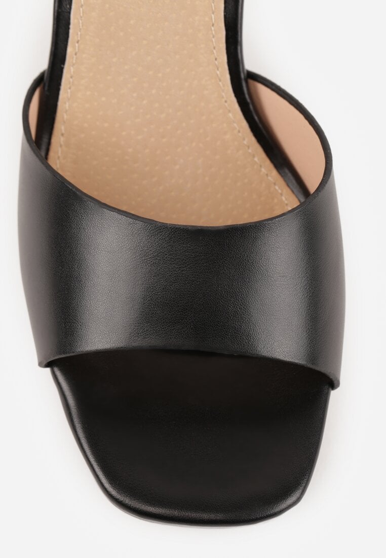 Czarne Sandały VICES na Słupku z Grubą Podeszwą i Skórzaną Wkładką Aziluna