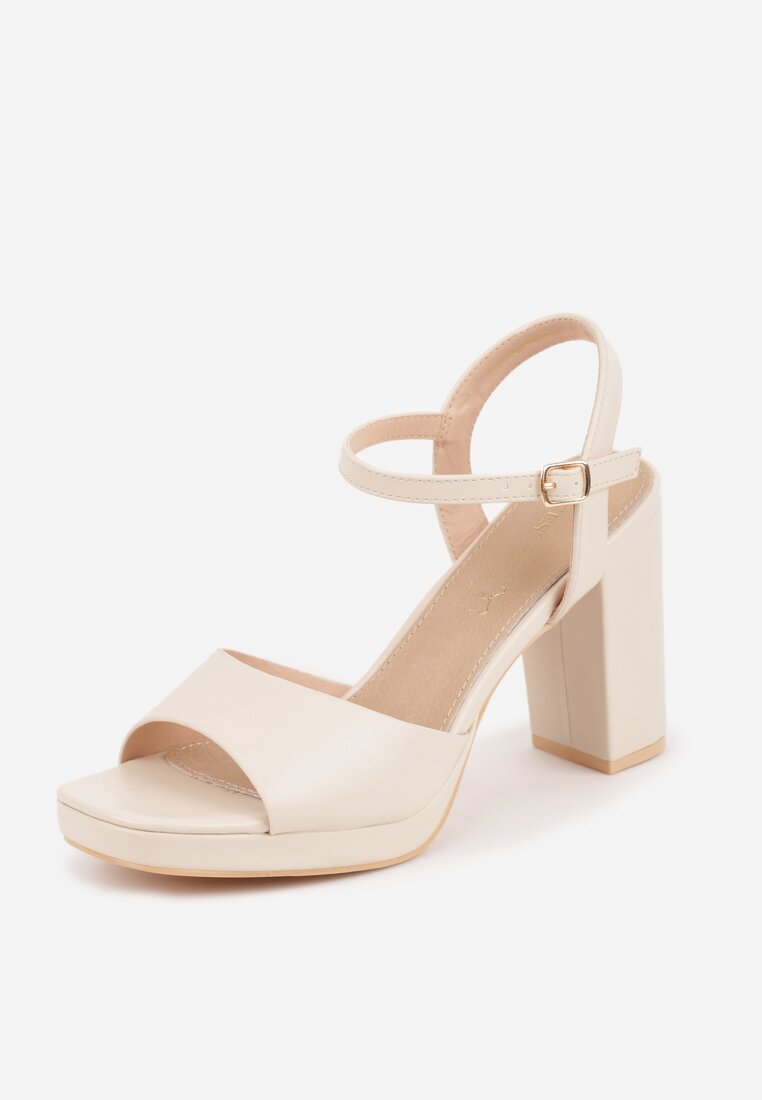 Beżowe Sandały VICES na Słupku z Grubą Podeszwą i Skórzaną Wkładką Aziluna