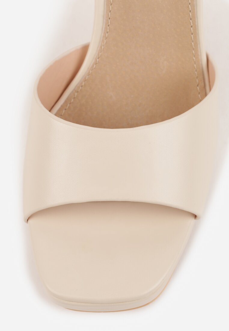 Beżowe Sandały VICES na Słupku z Grubą Podeszwą i Skórzaną Wkładką Aziluna