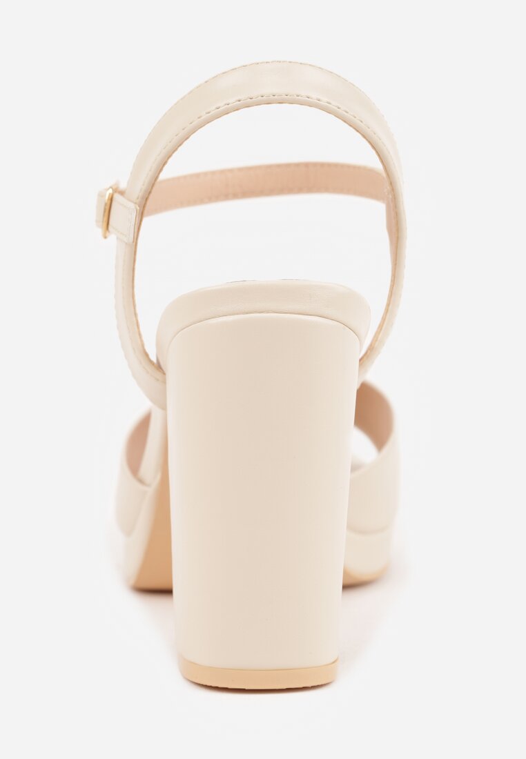 Beżowe Sandały VICES na Słupku z Grubą Podeszwą i Skórzaną Wkładką Aziluna