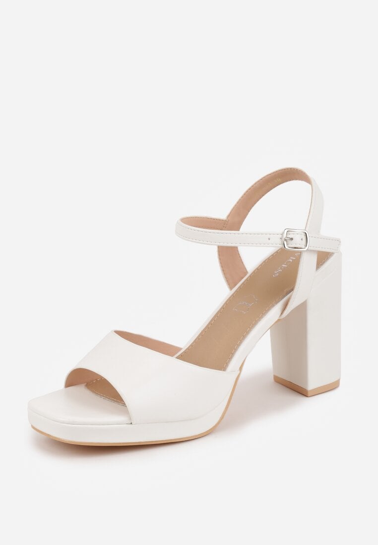 Białe Sandały VICES na Słupku z Grubą Podeszwą i Skórzaną Wkładką Aziluna