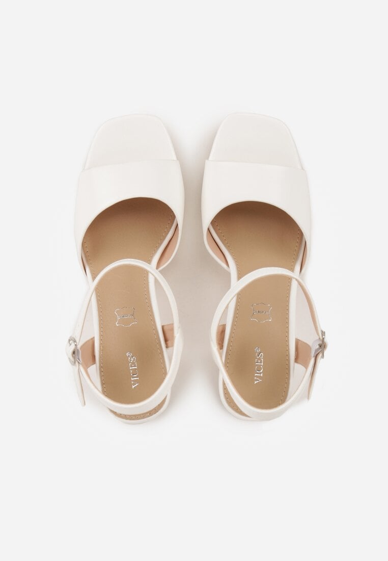 Białe Sandały VICES na Słupku z Grubą Podeszwą i Skórzaną Wkładką Aziluna
