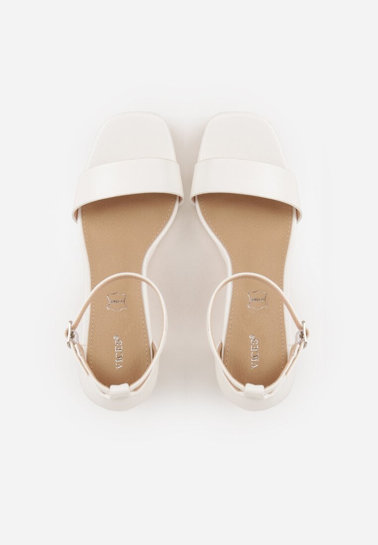 Białe Sandały VICES na Słupkowym Obcasie ze Skórzaną Wkładką Azimera