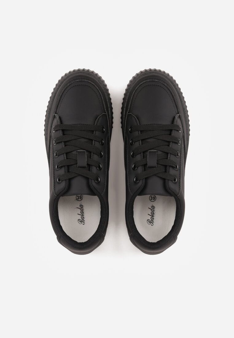 Czarne Sneakersy na Tłoczonej Platformie Zeaninia
