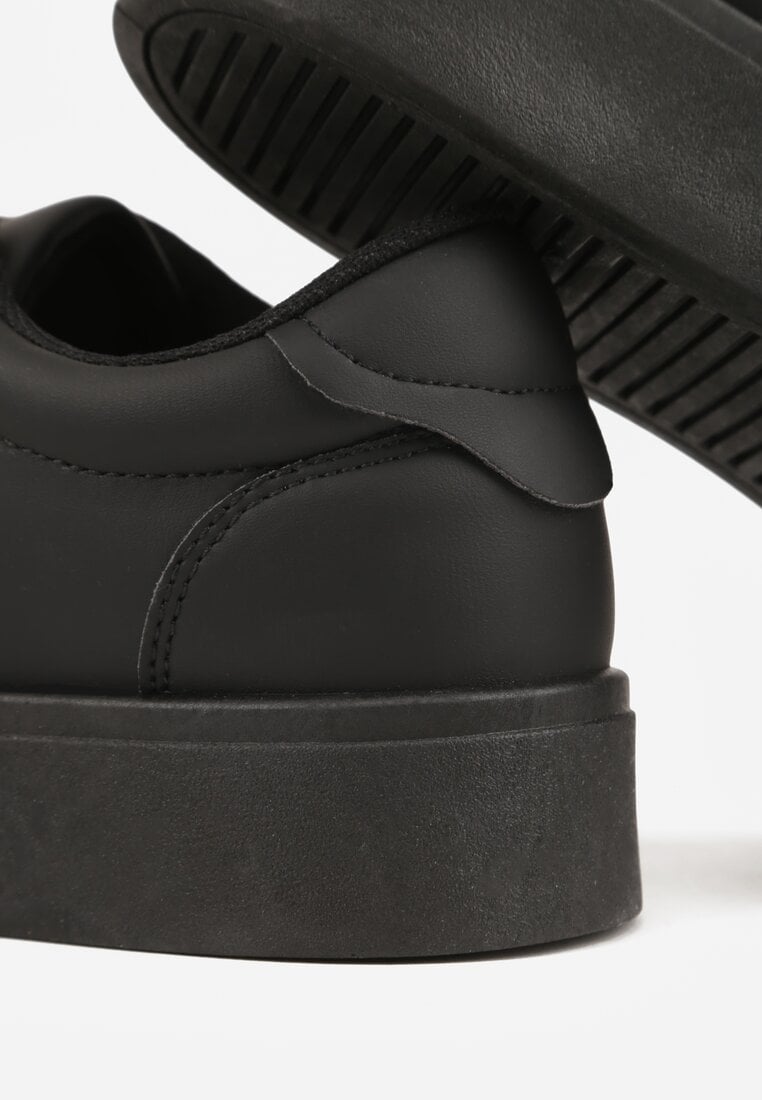 Czarne Sneakersy na Tłoczonej Platformie Zeaninia