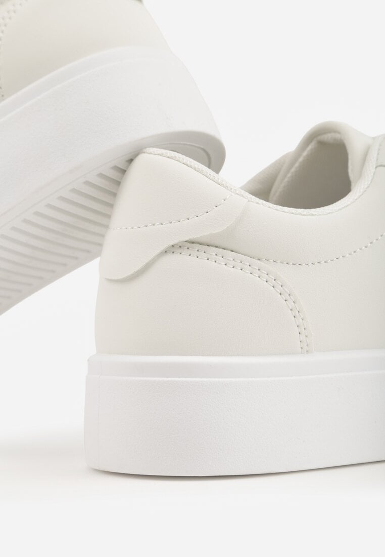 Białe Sneakersy na Tłoczonej Platformie Zeaninia