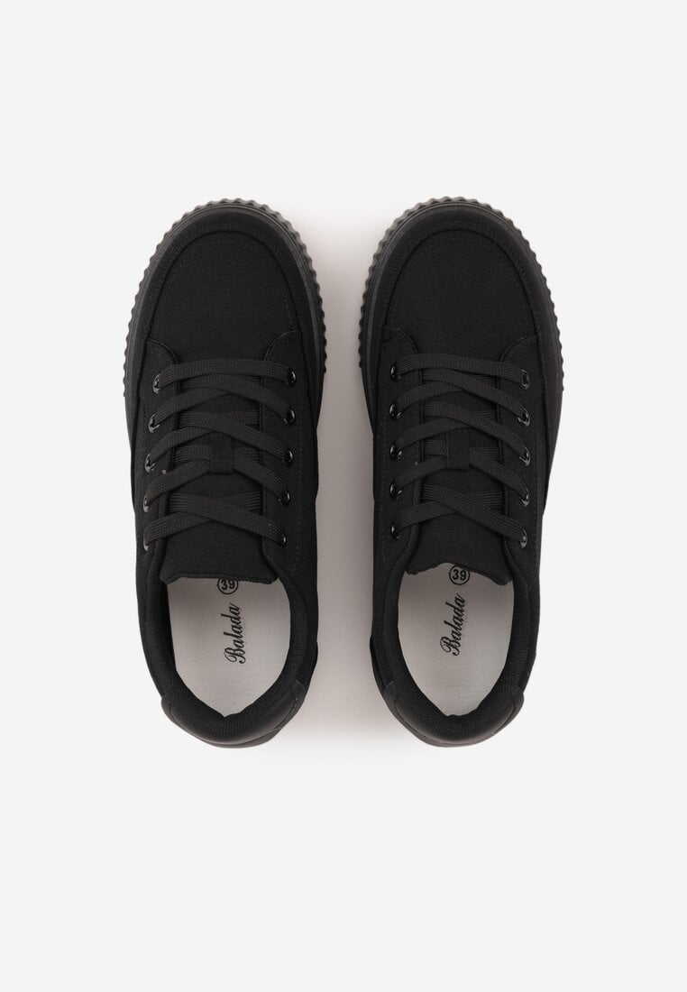 Czarne Chunky Sneakersy na Tłoczonej Platformie Trianne